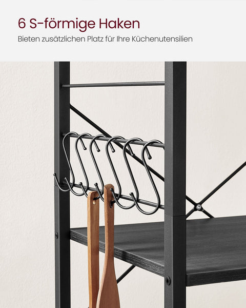 Rootz Kitchen Shelf on Wheels - Storage Rack - Rolling Organizer - 80kg Capacity - 40cm x 60cm x 89cm - Black Metal Frame