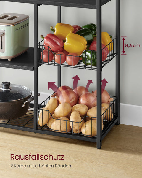 Rootz Cake Rack with Hooks - Baking Stand - Storage Organizer - Chipboard and Steel - 35cm x 80cm x 95cm - Anthracite Gray-Ink Black - 11.8kg - 20kg Capacity - 10kg Capacity - Easy Assembly