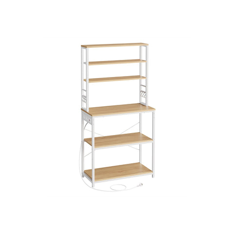 Rootz Kitchen Shelf with Sockets - Golden Oak Cloud White - Chipboard Steel - 40cm x 80cm x 167cm - Modern Storage Unit - 21.2kg
