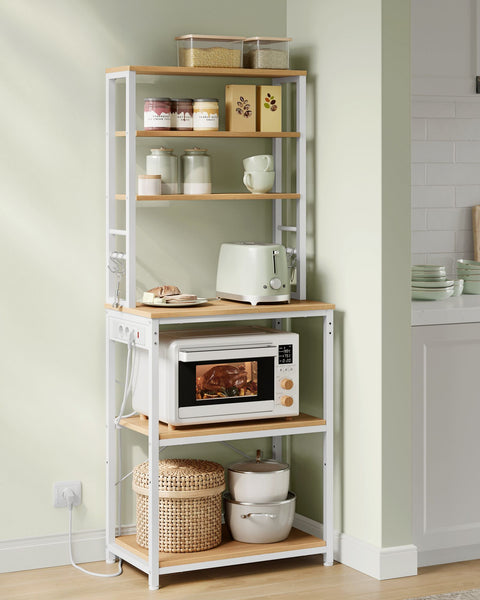Rootz Kitchen Shelf - Storage Rack - Shelving Unit - Added Convenience with Sockets - 40cm x 60cm x 167cm