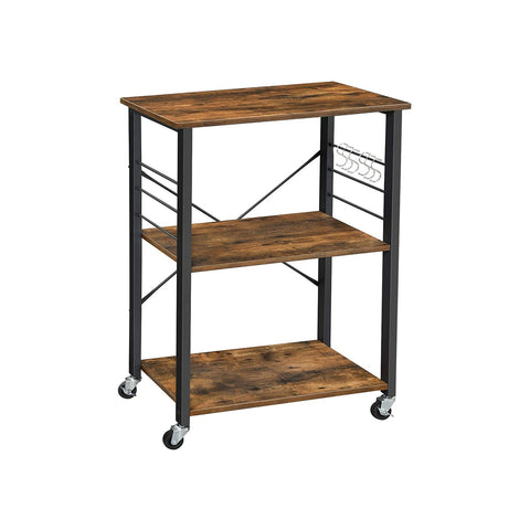 Rootz Rollable Kitchen Shelf - Movable Storage - Mobile Organizer - Industrial Design - 60cm x 40cm x 89cm