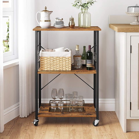 Rootz Rollable Kitchen Shelf - Movable Storage - Mobile Organizer - Industrial Design - 60cm x 40cm x 89cm