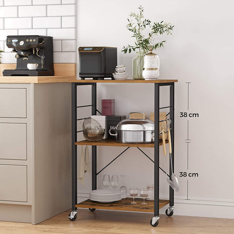 Rootz Rollable Kitchen Shelf - Movable Storage - Mobile Organizer - Industrial Design - 60cm x 40cm x 89cm