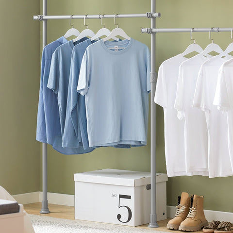 Rootz Adjustable Telescopic Clothes Rail - Wardrobe Organizer - Shelving System - Space-Saving Design - Easy Assembly - Variable Size 124-226cm x 200-285cm