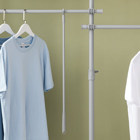 Rootz Adjustable Telescopic Clothes Rail - Wardrobe Organizer - Shelving System - Space-Saving Design - Easy Assembly - Variable Size 124-226cm x 200-285cm