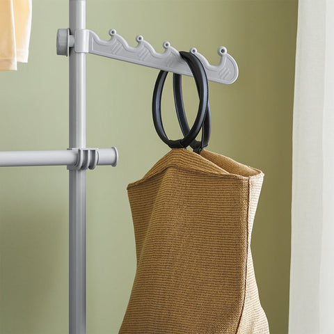 Rootz Adjustable Telescopic Clothes Rail System - Shelving Unit - Wardrobe Organizer - Space-Saving Design - Easy Assembly - Variable Size W(209-311)cm x H(200-285)cm - Light Gray