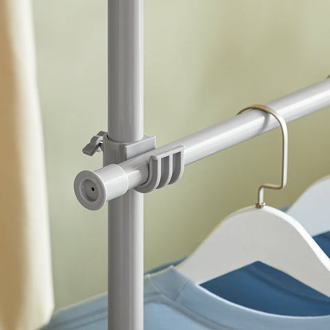 Rootz Adjustable Telescopic Clothes Rail System - Shelving Unit - Wardrobe Organizer - Space-Saving Design - Easy Assembly - Variable Size W(209-311)cm x H(200-285)cm - Light Gray