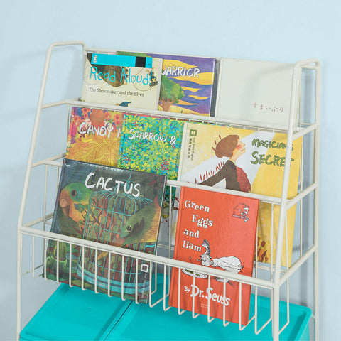 Rootz Children's Bookshelf with Toy Storage - Organizer Shelf - Kids Bookcase - Durable Metal & PP Plastic - Reinforced Stable Feet - 61cm x 102cm x 25cm