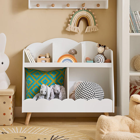 Rootz Children's Bookcase - Toy Organizer - Wooden Shelves - Easy Tidy Up - 82cm x 76cm x 35cm