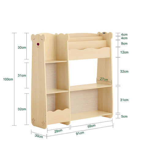 Rootz Children's Shelf with Multiple Storage - Kids Bookcase - Toy Organizer - MDF Material - 91cm x 100cm x 30cm - Easy Assembly