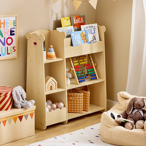 Rootz Children's Shelf with Multiple Storage - Kids Bookcase - Toy Organizer - MDF Material - 91cm x 100cm x 30cm - Easy Assembly
