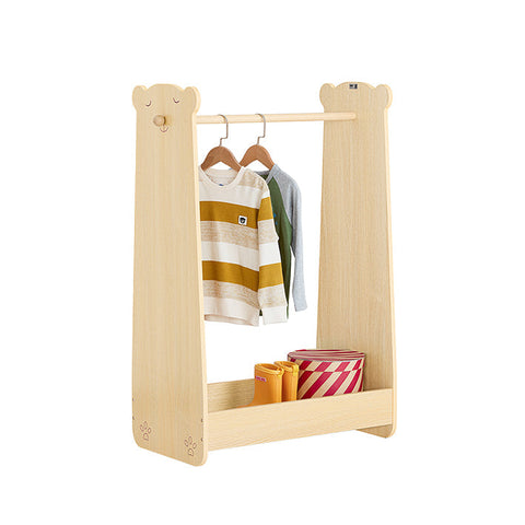 Rootz Kids Clothes Rack - Children's Garment Stand - Hanging Rail - Solid Wood Bar - Shoe Storage - 71cm x 110cm x 40cm