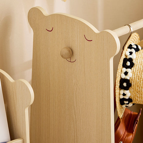 Rootz Kids Clothes Rack - Children's Garment Stand - Hanging Rail - Solid Wood Bar - Shoe Storage - 71cm x 110cm x 40cm