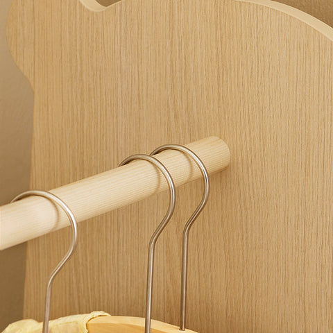 Rootz Kids Clothes Rack - Children's Garment Stand - Hanging Rail - Solid Wood Bar - Shoe Storage - 71cm x 110cm x 40cm