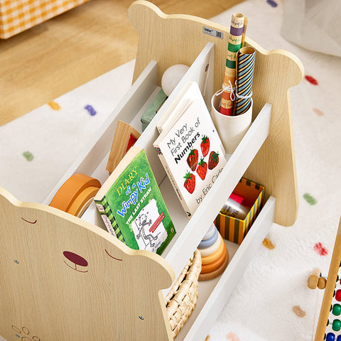 Rootz Kids 3 Compartment Cabinet - Toy Storage Organizer - MDF Material - 50cm x 53cm x 40cm - 6.3kg - 15kg Load Capacity