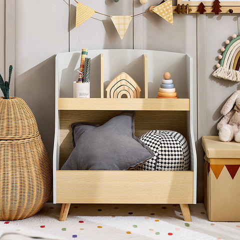 Rootz Children's Toy Shelf - Kids Storage Rack - Wooden Material - Tilt Protection - 60cm x 68cm x 37cm