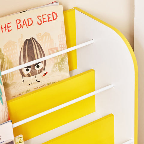 Rootz Kids Storage Shelf - Organizer - Bookcase - Space Saving - 63cm x 76cm x 30cm - Yellow & White