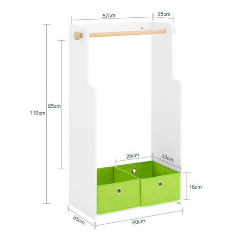 Rootz Children's Wardrobe - Kids Closet - Storage Furniture - Safe Rounded Corners - 60x110x35cm