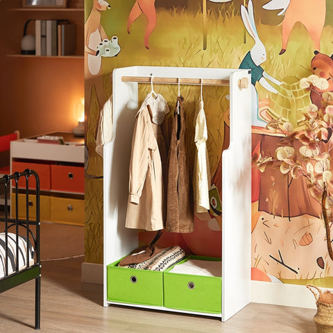 Rootz Children's Wardrobe - Kids Closet - Storage Furniture - Safe Rounded Corners - 60x110x35cm