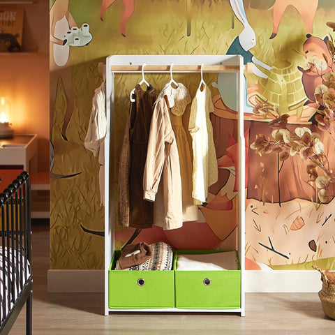 Rootz Children's Wardrobe - Kids Closet - Storage Furniture - Safe Rounded Corners - 60x110x35cm