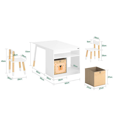 Rootz Children's Table & Chair Set - Kids Play Station - Learning Desk - Durable Design - 90x53x60cm Table, 28x49x28cm Chair, Seat Height 28cm