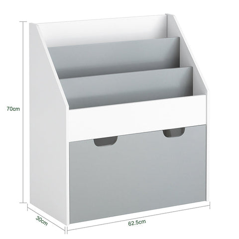 Rootz Children's Bookshelf with Toy Chest - Storage Organizer - Bookcase - MDF Material - Easy Access for Toddlers - With Wheels - 62.5cm x 70cm x 30cm