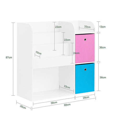 Rootz Kids Bookshelf - Children's Organizer - Toy Storage - PB(E1) / non-woven fabric - 89cm x 87cm x 35cm