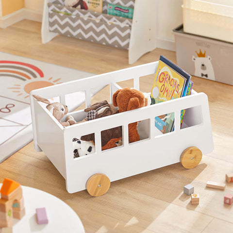 Rootz Children's Shelf - Toy Shelf - Storage Rack for Kids - MDF & Bamboo - Mobile with Wheels - Safe Rounded Corners - Child-Friendly Height - 68cm x 33cm x 43cm