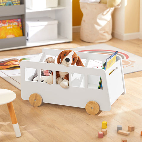 Rootz Children's Shelf - Toy Shelf - Storage Rack for Kids - MDF & Bamboo - Mobile with Wheels - Safe Rounded Corners - Child-Friendly Height - 68cm x 33cm x 43cm