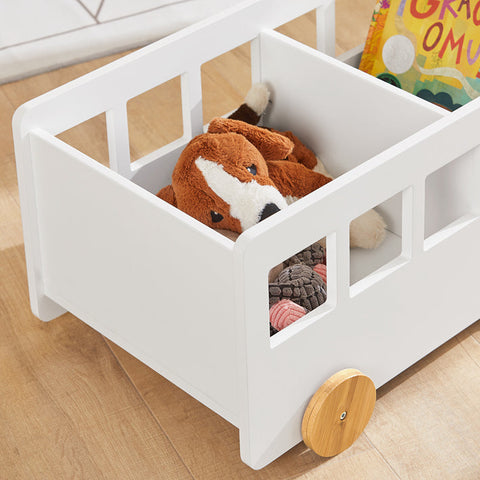 Rootz Children's Shelf - Toy Shelf - Storage Rack for Kids - MDF & Bamboo - Mobile with Wheels - Safe Rounded Corners - Child-Friendly Height - 68cm x 33cm x 43cm