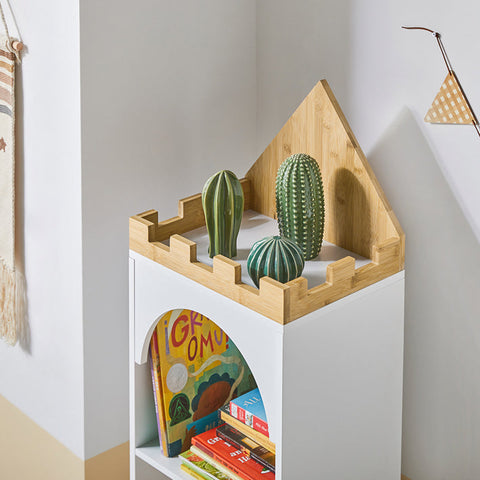Rootz Children's Bookshelf - Storage Shelf - Kids Room Organizer - Castle Design - Eco-Friendly Paint - Anti-Tip Safety - 40cm x 150cm x 30cm