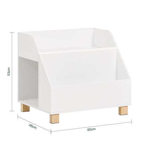Rootz Children's Storage Shelf - Toy Organizer - Bookcase for Kids - Sturdy Pine Legs - Dual Compartments - Ideal for Books and Toys - 60cm x 53cm x 48cm