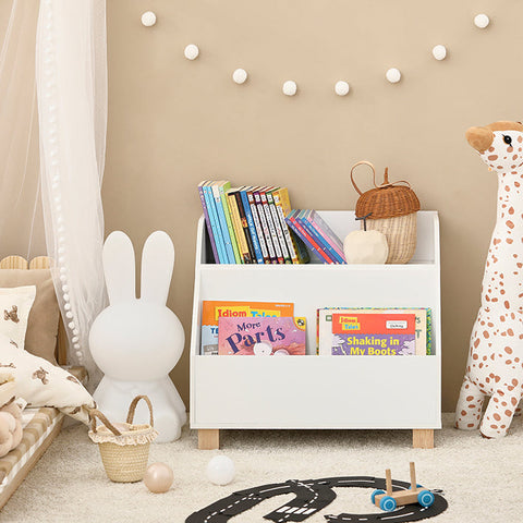Rootz Children's Storage Shelf - Toy Organizer - Bookcase for Kids - Sturdy Pine Legs - Dual Compartments - Ideal for Books and Toys - 60cm x 53cm x 48cm