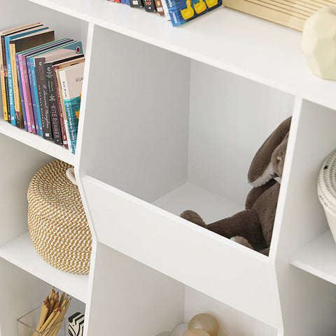Rootz Children's Bookshelf - Toy Chest - Storage Rack - Safe Rounded Corners - Wall Tilt Lock - Versatile Use - White - 106cm x 104cm x 30cm