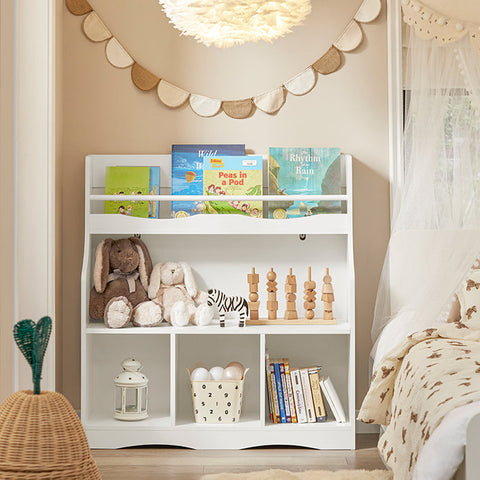 Rootz Children's Bookshelf - Toy Shelf - Storage Rack - MDF Construction - Safety Features - Wall Secure - Easy Assembly - 90cm x 95cm x 30cm