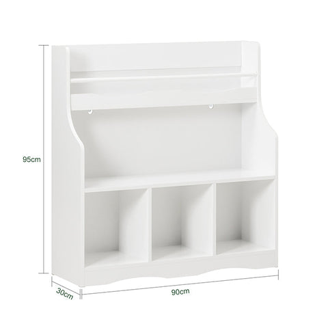Rootz Children's Bookshelf - Toy Shelf - Storage Rack - MDF Construction - Safety Features - Wall Secure - Easy Assembly - 90cm x 95cm x 30cm