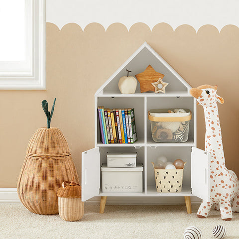 Rootz Children's Bookshelf - Toy Shelf - Storage Rack - MDF & Pine Construction - Safety Features - Anti-Tip Devices - 60cm x 103cm x 30cm