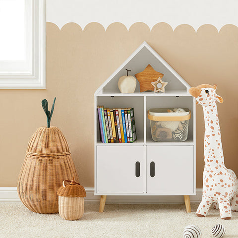 Rootz Children's Bookshelf - Toy Shelf - Storage Rack - MDF & Pine Construction - Safety Features - Anti-Tip Devices - 60cm x 103cm x 30cm