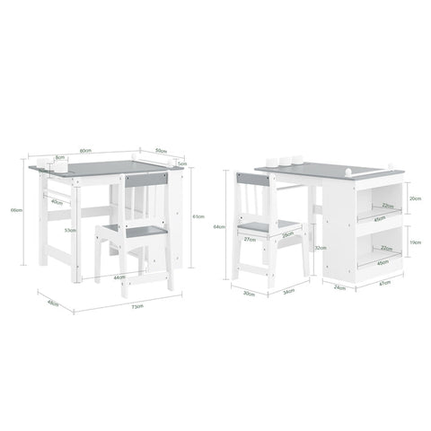 Rootz Children's Study Table Set - Kids' Desk - Learning Table - Creative Space - 80x66x50cm Table, 30x64x34cm Chair, Seat Height 32cm