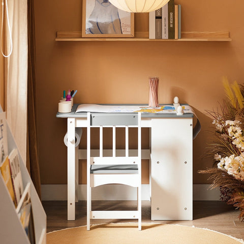 Rootz Children's Study Table Set - Kids' Desk - Learning Table - Creative Space - 80x66x50cm Table, 30x64x34cm Chair, Seat Height 32cm