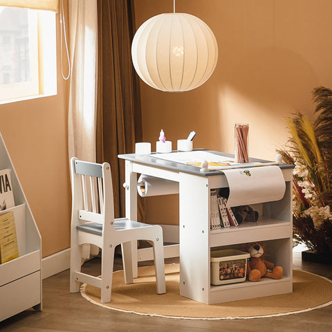 Rootz Children's Study Table Set - Kids' Desk - Learning Table - Creative Space - 80x66x50cm Table, 30x64x34cm Chair, Seat Height 32cm