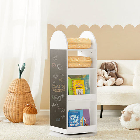 Rootz Children's Rotating Cabinet - Storage Organizer - Bookshelf - PB(E1) Material - Space-Saving Design - 360° Rotation - 48cm x 105cm x 48cm