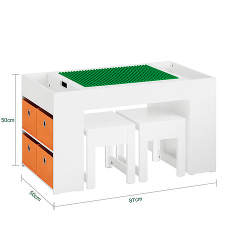 Rootz Children's Activity Table Set with 2 Chairs - Play Table - Gaming Table - Includes Storage Bins - Dual-Use Tabletop - Space-Saving Design - Durable Build - 87cm x 50cm x 50cm