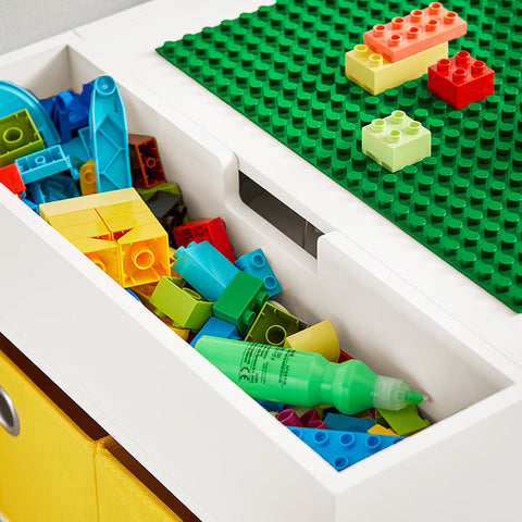 Rootz Children's Activity Table Set with 2 Chairs - Play Table - Gaming Table - Includes Storage Bins - Dual-Use Tabletop - Space-Saving Design - Durable Build - 87cm x 50cm x 50cm