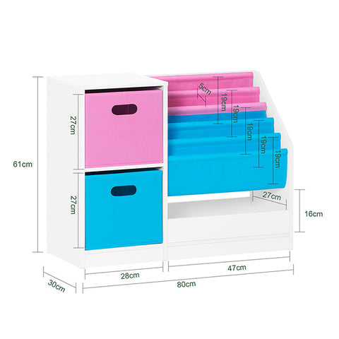 Rootz Kids Bookcase - Children's Organizer - Storage Shelf - Non-Woven Fabric - PB(E1) Material - 80cm x 61cm x 30cm