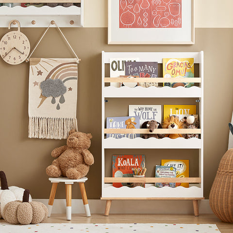 Rootz Children's Bookcase - Kid's Organizer - Kids' Magazine Holder - MDF & Rubber Wood - 75cm x 120cm x 15cm