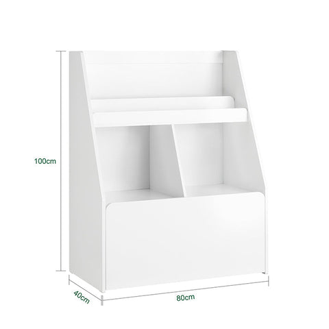 Rootz Mobile Children's Bookshelf with Toy Chest - Storage Rack - Kids' Organizer - MDF Construction - Safety Wall Attachment - Easy Assembly - 76cm x 100cm x 40cm