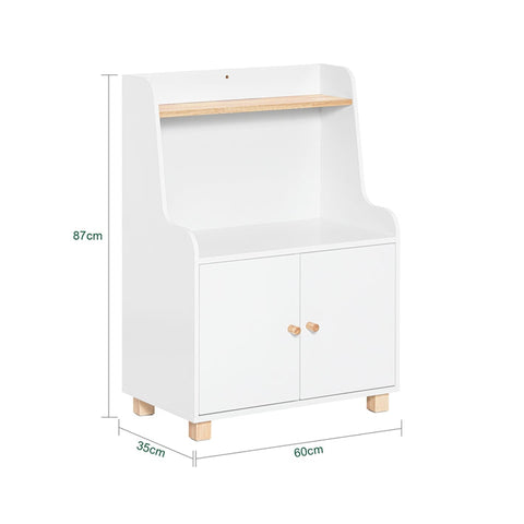 Rootz Children's Bookshelf - Storage Rack - Toy Organizer - Adjustable Shelves - Sturdy Rubber Wood Legs - Space-Saving Design - 60cm x 87cm x 35cm