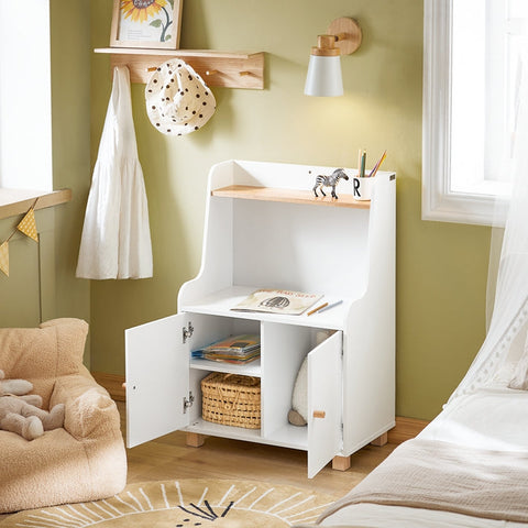 Rootz Children's Bookshelf - Storage Rack - Toy Organizer - Adjustable Shelves - Sturdy Rubber Wood Legs - Space-Saving Design - 60cm x 87cm x 35cm