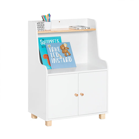 Rootz Children's Bookshelf - Storage Rack - Toy Organizer - Adjustable Shelves - Sturdy Rubber Wood Legs - Space-Saving Design - 60cm x 87cm x 35cm